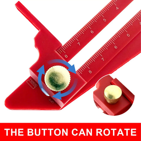 Precision ABS Aluminum Alloy Height Gauge For Woodworking Projects With Sturdy Construction Preventing Deformation And Dings Plus Easy To Read Accurate Measurements Up To Plus Or Minus Zero Point One Centimeters For Pros showing adjustable rotating button detail.