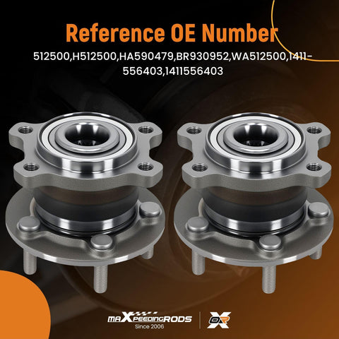 Close-up of 512500 Rear Wheel Bearing Hub Assembly For Ford Escape AWD 2013 2019 And Lincoln MKC AWD 2015 2016 5 Lug With Rear Left And Right Hubs ABS Included.