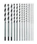Sali 13-piece brad-point wood drill bit set, carbon steel, 11-inch extra-long bits for hardwood, plywood, plastic