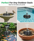 Floating Solar Water Fountain With Six Nozzles For Garden Pond Pool And Outdoor Use Upgraded 2026 Black Six Point Three Inch Operation
