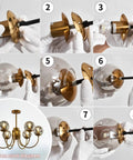 Installation steps for Gold 6-Light Sputnik Chandelier With Glass Shade, Modern Farmhouse Ceiling Pendant Light Fixture.