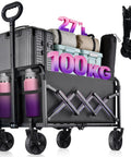 Heavy Duty Folding Wagon Cart With 360 Degree Wheels All Terrain Carrier 100Kg Capacity Portable Lightweight Gear Hauler