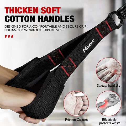 Heavy Resistance Bands With Handles For Home Gym, Tricep And Bicep Training, features soft cotton handles for secure grip