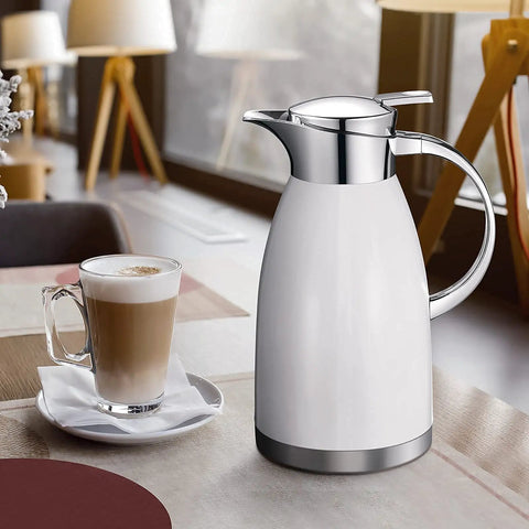 64 Oz Insulated Coffee Carafe With Double Wall Vacuum Keeps Coffee Hot Or Tea Cold, 18/8 Stainless Steel Thermal Carafe For Office Or Home, Wide Mouth, Leakproof Lid, Easy Pour, Elegant Design For Everyday Use