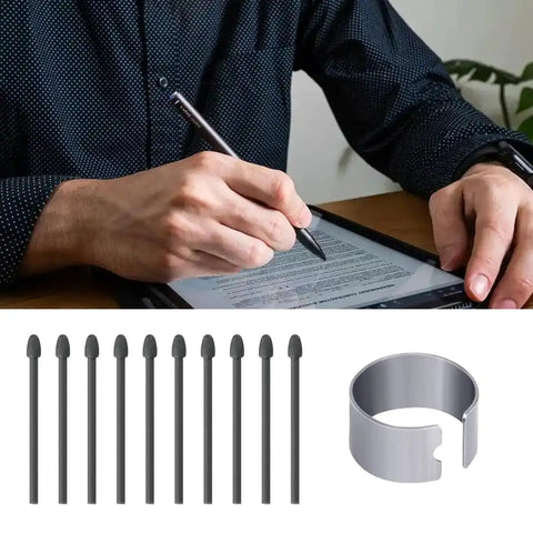 Boutique Grade Replacement Pen Tips For Kindle Scribe Featuring A Hella Smooth Glide And Dead On Accuracy Paired With No Sweat Removal Kit For Creatives Who Demand Consistent Performance Daily shown with black felt nibs and quick swap tool.