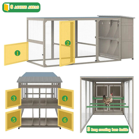 Ultimate Backyard Chicken Coop With Run And Waterproof Cover For 4-6 Chickens Large Poultry Cage With multiple access areas