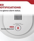 Compact 10SDR Smoke Detector With AA Battery Power Quick Smoke Detection 85 dB Siren Red LED Alarm Light 9th Edition Easy Install Home Safety Sensor For Apartments And Homes front view with red LED smoke detected indicator