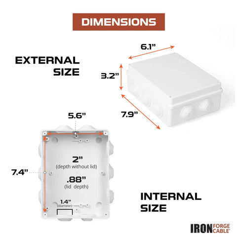 Dimensions of Outdoor Electrical Box Weatherproof White Junction Enclosure With Cover 16 By 14 By 4.8 Inches IP65 ABS Plastic