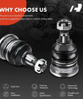 Front Upper Ball Joint Replacement For Toyota Tacoma 1995-2004 4WD V6 3.4L 1996-2002 4Runner Sequoia 2001-2007 Tundra 2000-2006 Rugged Heavy Duty OE Style Ball Joint Direct Fit And Ready To Install For A Smooth Noise Free Ride. black metal front upper ball joints with 14 mm studs