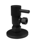 Round Lever Quarter Turn Angle Stop With Half Inch Copper Inlet And Three Eighths Inch Compression Outlet Matte Black Water Supply Valve