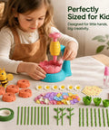 Flower Craft Kit With Machine Petals And Rods Spray Bottle And Reusable Paper Components Complete DIY Flower Making Set For Creative Projects Perfect For Beginners And Crafters Who Love Hands On Floral Art For Home Or Classroom Projects, child using compact flower craft kit