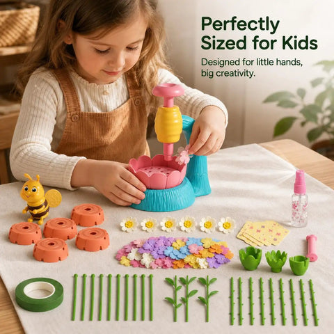Kids DIY Paper Craft Kit For Creative Young Artists Reusable Craft Set Sparks Imagination And Personal Expression With Easy Mess Free Projects And Colorful Arts And Crafts Activities For Hours Of Fun, child using reusable paper flower craft set with petals, rods