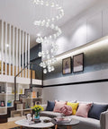Crystal Spiral Raindrop Chandelier With K9 Crystal, Flush Mount LED Ceiling Light Fixture in modern living room