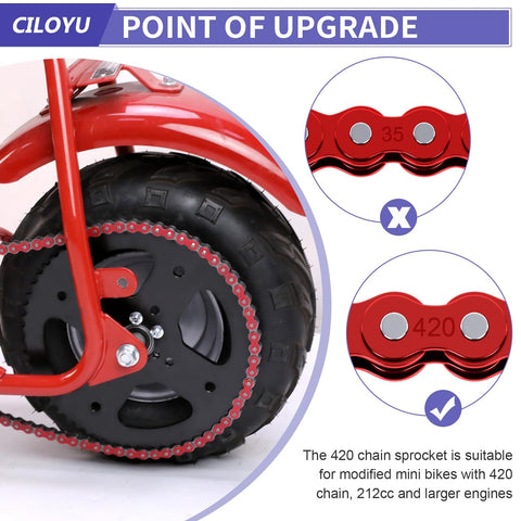 60T Sprocket And 420 Chain Kit For Mini Bikes With 90 Link Rear Chain And 42 Link Front Chain Fits Coleman BT200X CT200U EX CT200U CT100U CC100X Baja MB200 Doodlebug DB30 Predator 212 196cc Engines Easy Install