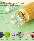 Pocket Digital Microscope For Kids 1000X Portable Handheld Microscope With Built In Storage For Photo And Video Capture Provides Real Time Viewing Of Plants Insects Coins Jewelry Stamps Educational Toy Gift For Ages 3 To 10 Boys And Girls, yellow lens close-up