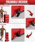 Steel Construction Front Wheels for Packout Caster Kit on red toolbox showing foldable and transportation positions.