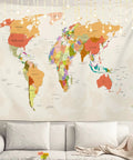 World Map Tapestry For Kids And Students Vintage Colorful Geography Wall Hanging USA Africa Europe Educational Decor 39 x 59 Inches
