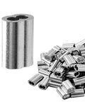 Aluminum Crimping Loop Sleeve For One Eighth Inch Wire Rope Ferrule 100 Pack Durable Cable End Stop For Quick Fixes And Rigging Easy Crimp With Pliers Budget Friendly General Purpose Rope And Cable, silver sleeves