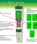 5-In-1 Digital Water Testing Meter For Hydroponics, Aquarium, Pool And Drinking Water, showing buttons and digital display.