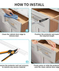 Instructions for Premium 2 Pack 18 Inch Cabinet Door Protectors Edge Guards installation on kitchen drawers and countertops.