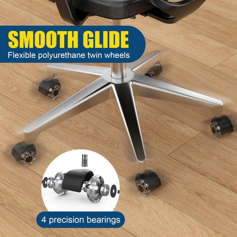 Office chair caster wheels set of 5, black, standard 7/16×7/8 stems, Amazon brand, for hardwood floors.
