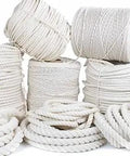 Bundles of all natural 100 percent cotton rope one inch by one hundred feet white undyed unbleached for crafts and pet toys