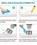 Drill hole instructions for glass using 15 Pack Heavy Duty Diamond Drill Bits Offering Knockout Accuracy With Slick Nickel Coating.