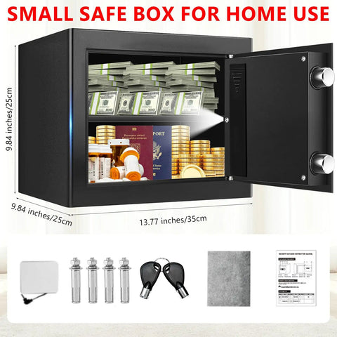 Go To Compact Fireproof And Water Resistant Home Safe With Digital Security, Combination Lock, Smart Alarm System, open showing contents