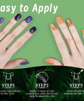 Hands with Gel Polish Set 112 Piece HEMA Free With 108 Colors Nail Polish Kit Soak Off UV LED on green background