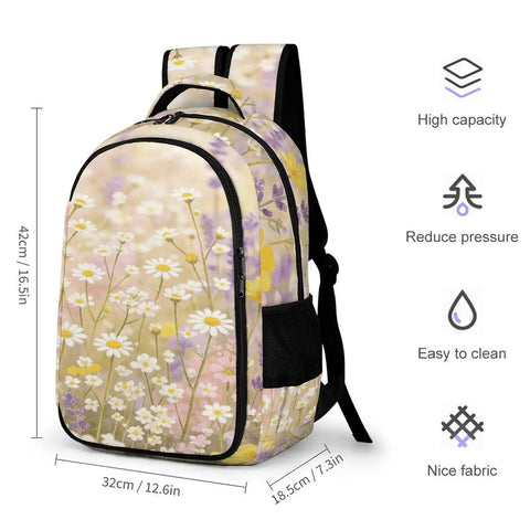 Soft Pink Watercolor Bloom Printed Backpack For Unisex Everyday Use Large Capacity Travel School Bag Durable Polyester With Breathable Fabric And Smooth Zipper Easy To Clean