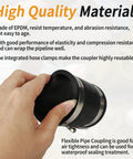 Person holding Flexible PVC Pipe Coupling with Rubber Hose Clamps for Flex Coupling 3 Inch Nominal Pipes Drain Repair