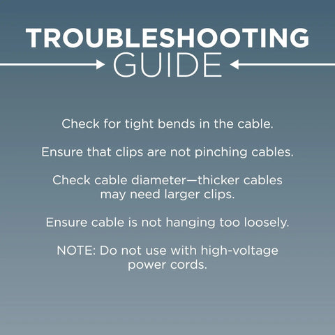 Guide for troubleshooting Heavy Duty Single Cable Clips With Screws Rock Solid Coaxial Clamps for cable management.