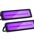 Two Pack 50W LED Black Light Bar for Glow Parties and Party Vibes, UV 395-400nm Plus RGB Flood Lights