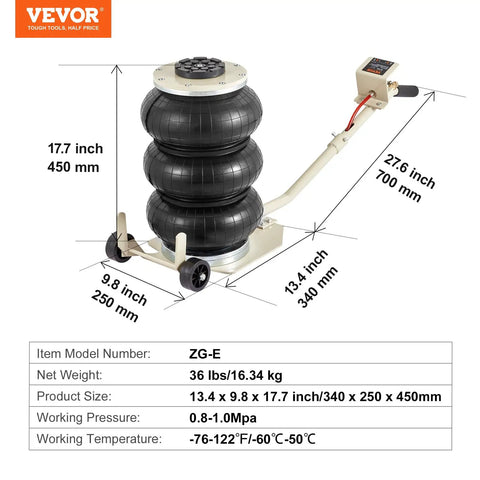 Straight Up Heavy Duty Triple Bag Air Jack 6600 Lbs Pneumatic Lifter With Six Steel Guide Rails Rock Solid Build For Quick Garage Jobs And Zero Hassle Vehicle Lifting
