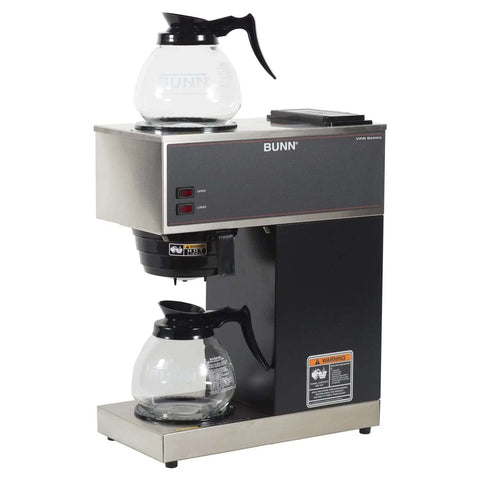 12-Cup Pourover Commercial Coffee Brewer With Upper And Lower Warmers And Two Glass Decanters, Black And Stainless Finish, VPR-2GD Boss Brew Station For Offices, Cafes, And Break Rooms