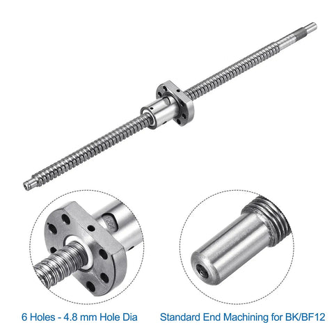 SFU1204 Ball Screw Kit 12mm Dia 4mm Lead 350mm Long With Ball Screw Nut and End Machining for BK BF12 CNC Machines