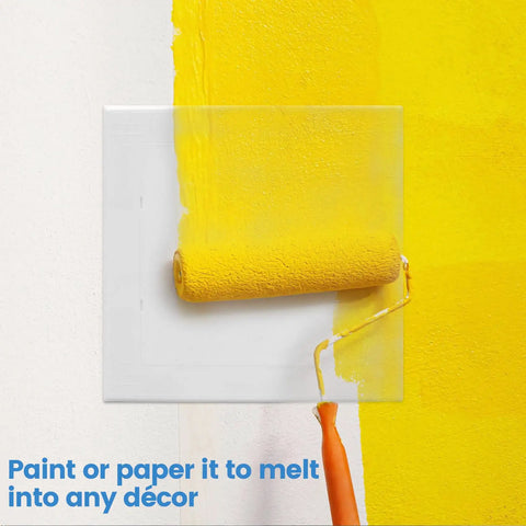 White Self Adhesive Drywall Access Panel For Plumbing And Electrical Tool Free Peel And Stick Wall Cover Plate 8.6 X 8.6 Inch with paint roller.