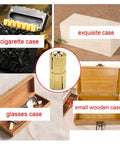 Hidden Brass Barrel Hinges 10mm 4 Pack Concealed Box Hinges For DIYers Jewelry Box And Hand Craft Invisible Cabinet Hinges With 180 Degree Opening Angle Durable Brass Construction For Craft Lovers showcased with various box types including cigarette, exquisite, glasses, and small wooden cases.