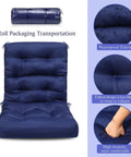 Six Pack Outdoor Patio Chair Cushions 20x40 Inch Waterproof All Weather Thickened Seat Pads for Rocking Deck Garden Furniture Navy Blue with Durable Stitching and Long Lasting Comfort