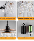 Battery Operated Chandelier With Acrylic Crystal Beads Waterproof Hanging Pendant Lights Dimmable Timer For Patio Decor Two Pack parts and features