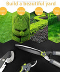 Three Piece Garden Pruning Tool Set With 28 Inch Lopper 23 Inch Hedge Shears And 8 Inch Bypass Pruner shown with lawn and hedge examples