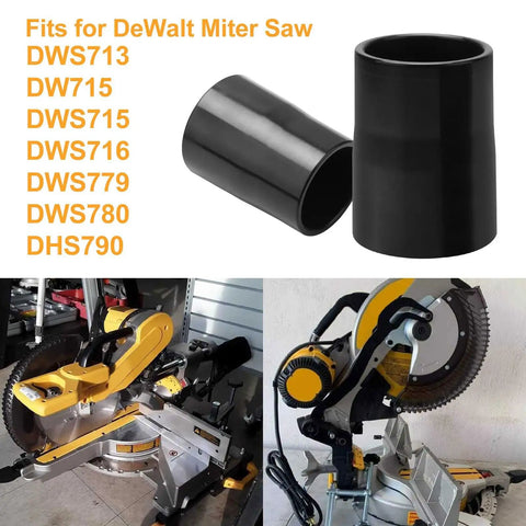 Slick Miter Saw Dust Port Adapter For DWS779 And DWS780 Features five quick rings for easy shop vac hookup, black plastic.