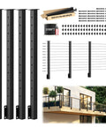 36 Inch Side Mount Cable Railing Post Kit With Fascia Deck Brackets Slick Black Swageless Stainless Steel Cable Rails, includes four posts and cable.