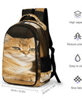 Green Eye Golden Cat Printed Unisex Backpack With Large Capacity, Durable Breathable Polyester, Smooth Zipper, Side Pocket