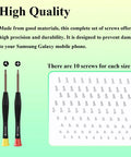 Gotta Get This Straight Fire Samsung Galaxy Complete Screw Replacement Kit For A54 A53 A52s features screwdrivers and precision screws.