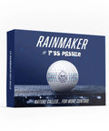 Rainmaker golf ball with urethane cover and multi color alignment lines, Greek letter IDs, medium compression core.