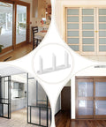 4 Pack White Sliding Closet Door Floor Guide For Pocket Door Bottom Bracket And Sliding Door Hardware Fits Standard One And Three Eighths Inch Width Doors With Screws Included For Easy Install And Durable Replacement For Smooth Operation shown in various door settings