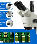 Simul Focal Trinocular Stereo Zoom Microscope Pro With WH10x Eyepieces 0.7x To 4.5x Objective on boom stand