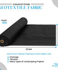 Heavy Duty 4 Ounce Non Woven Geotextile Fabric For Landscaping Drainage French Drains Underlayment Erosion Control 3x50