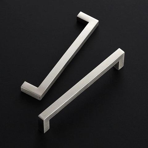 Ten Pack Six And A Quarter Inch Square Kitchen Cabinet Handles In Satin Nickel Finish For Cupboard And Drawer Pulls